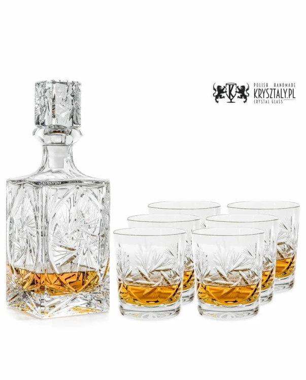 Zestaw do whisky: kryształowa karafka + kryształowe szklanki do whisky 6szt Młynek MZ10