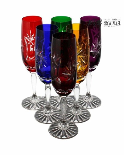 Kieliszki kryształowe do szampana 170ml Młynek Kolorowe MK70 6szt