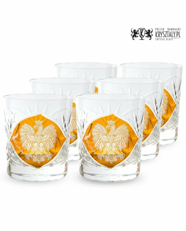 Szklanki kryształowe do whisky 260ml motyw Polska 6szt