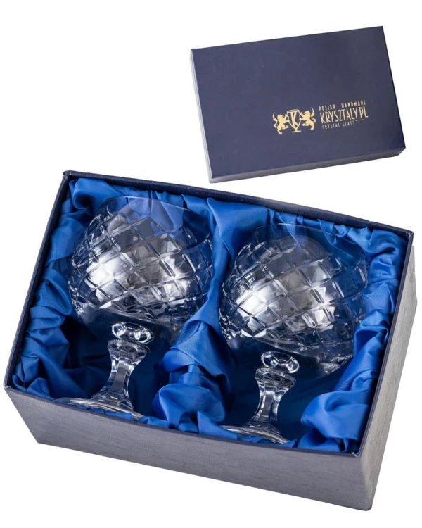 Kryształowe kieliszki do koniaku 250ml King w opakowaniu prezentowym z eco-skóry