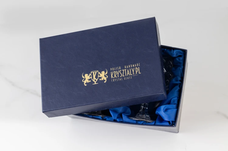 Kryształowe kieliszki do koniaku 250ml King w opakowaniu prezentowym z eco-skóry