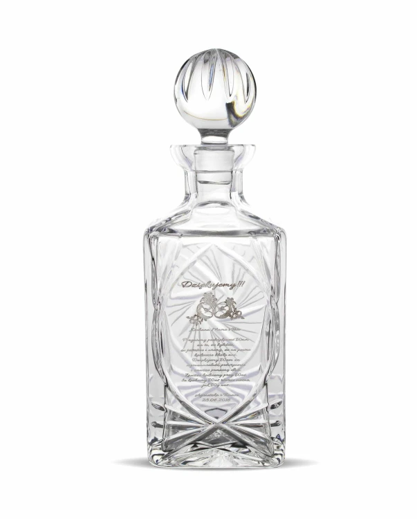 Kryształowa karafka do whisky z grawerem 750ml Młynek MK90 - Pamiątka Ślubu
