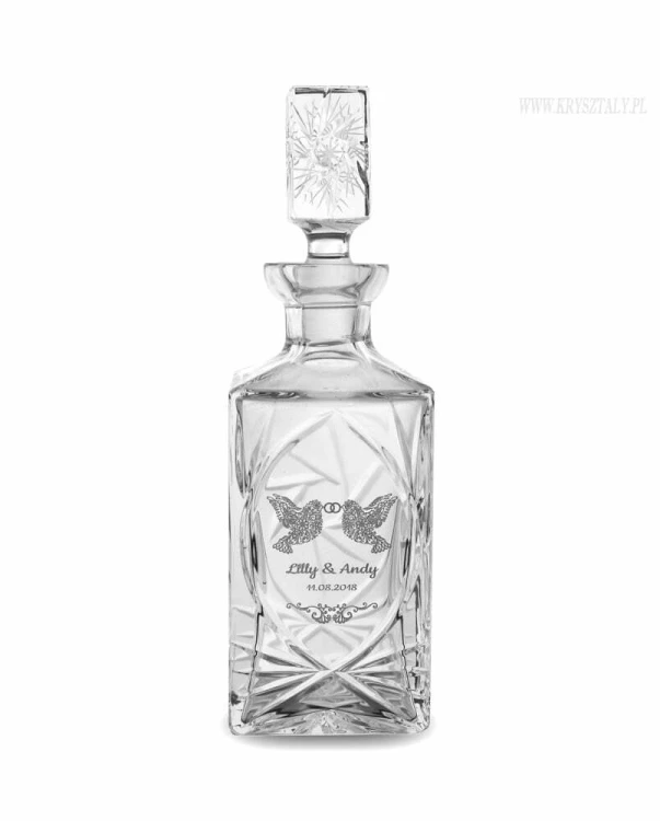 Kryształowa karafka do whisky z grawerem 750ml Młynek MK90 - Pamiątka Ślubu