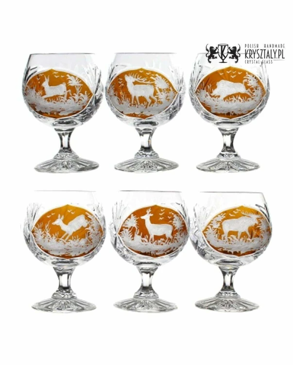 Prezent dla myśliwego - kryształowe kieliszki do koniaku 250ml Młynek MK51 6szt