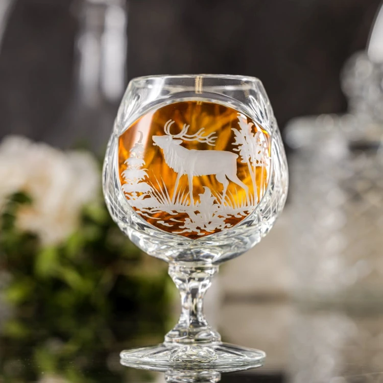 Prezent dla myśliwego - kryształowe kieliszki do koniaku 250ml Młynek MK51 6szt
