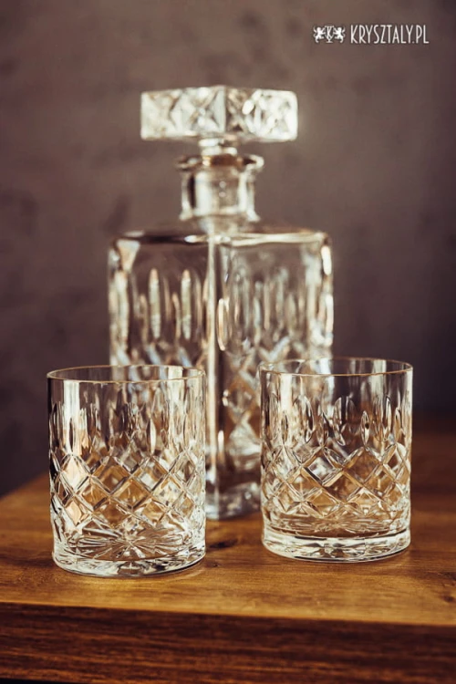Zestaw do whisky: kryształowa karafka + kryształowe szklanki do whisky 4szt w opakowaniu prezentowym Elixir EZ11