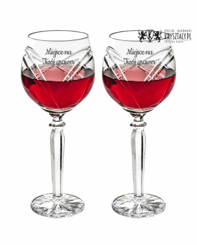 Kryształowe kieliszki do wina dla Pary Młodej 300ml Serca 2szt
