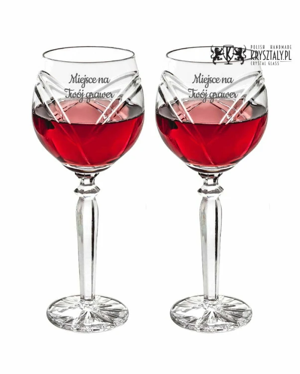 Kryształowe kieliszki do wina dla Pary Młodej 300ml Serca 2szt