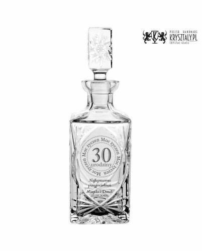 Kryształowa karafka do whisky z grawerem 750ml Młynek MK90 - prezent na 30 urodziny