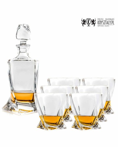 Zestaw do whisky: kryształowa karafka + kryształowe szklanki do whisky 6szt Crystalline Quadro