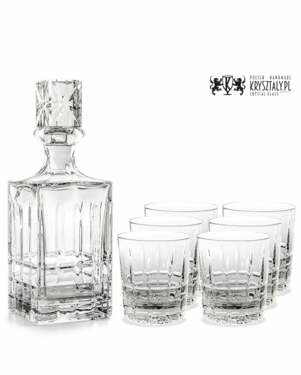 Zestaw do whisky: kryształowa karafka + kryształowe szklanki do whisky 6szt w opakowaniu prezentowym Glory GZ11