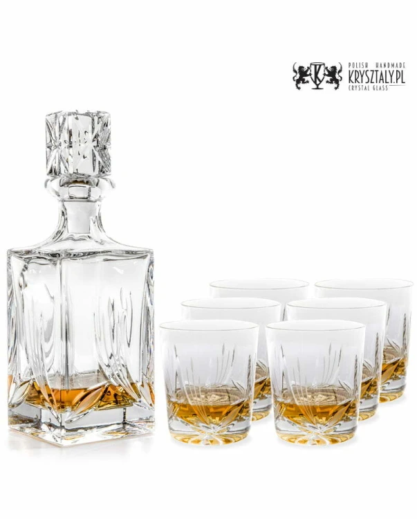 Zestaw do whisky: kryształowa karafka + kryształowe szklanki do whisky 6szt w opakowaniu prezentowym Nature NZ11