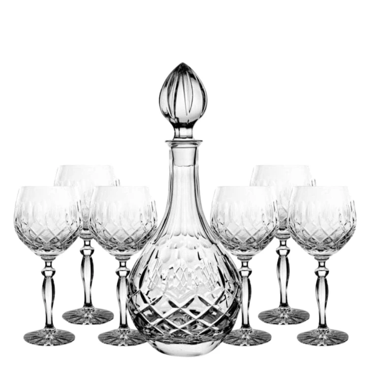 Kryształowa karafka do wina + kryształowe kieliszki do wina 6szt Elixir EZ21