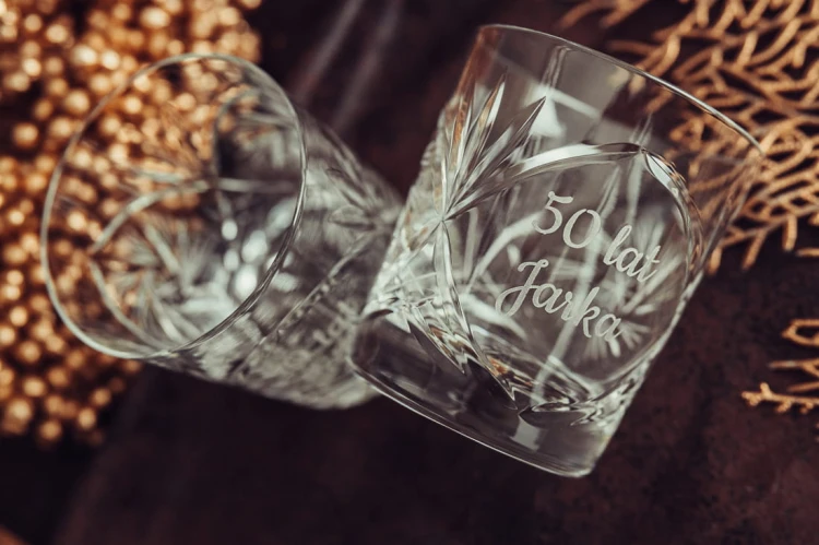Kryształowe szklanki do whisky z grawerem 260ml Młynek MK80E 2szt