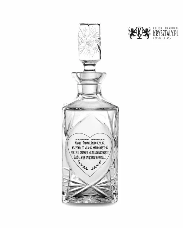 Kryształowa karafka do whisky z grawerem 750ml Młynek MK90- prezent na Dzień Mamy