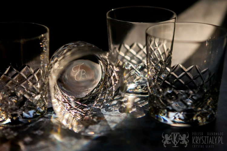 Kryształowe szklanki do whisky z grawerem na dnie 320ml Melody LK80EB 2szt