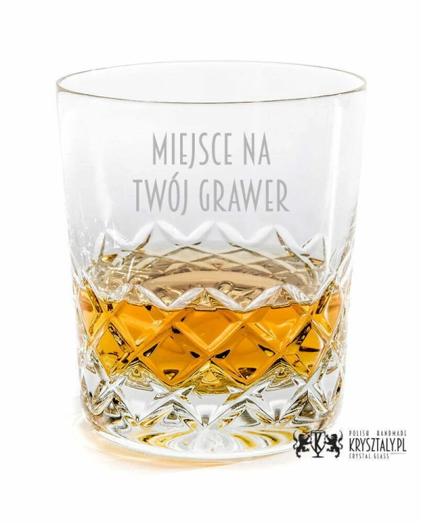 Kryształowe szklanki do whisky z grawerem 300ml Melody LK80E 2szt