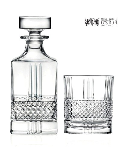 Zestaw do whisky: kryształowa karafka + kryształowe szklanki do whisky 6szt Crystalline Brillante