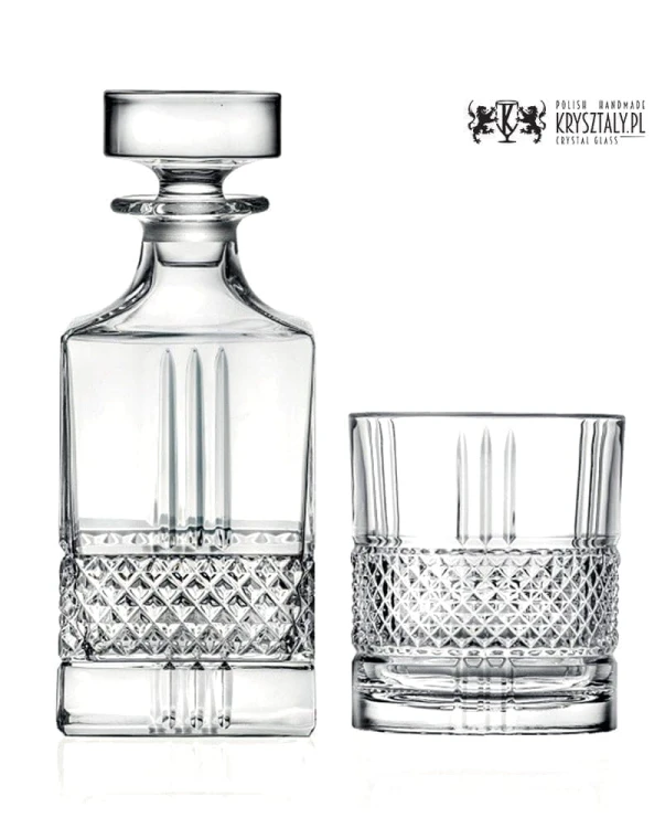 Zestaw do whisky: kryształowa karafka + kryształowe szklanki do whisky 6szt Crystalline Brillante