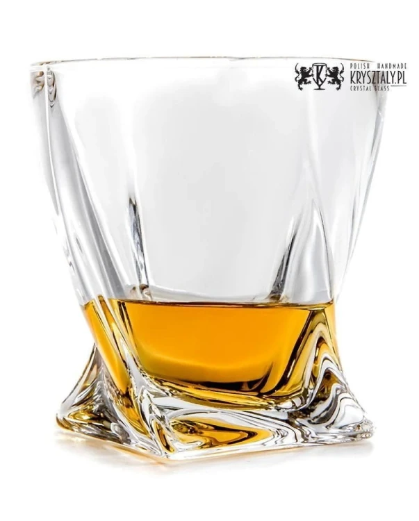 Kryształowe szklanki do whisky z grawerem 340ml Quadro 2szt