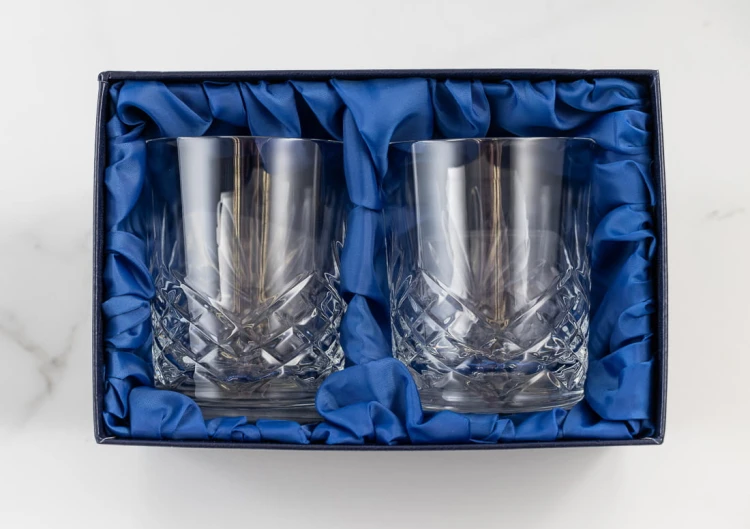 Prezent na ślub: kryształowe szklanki do whisky z grawerem 260ml Elixir EK80E 2szt w opakowaniu prezentowym