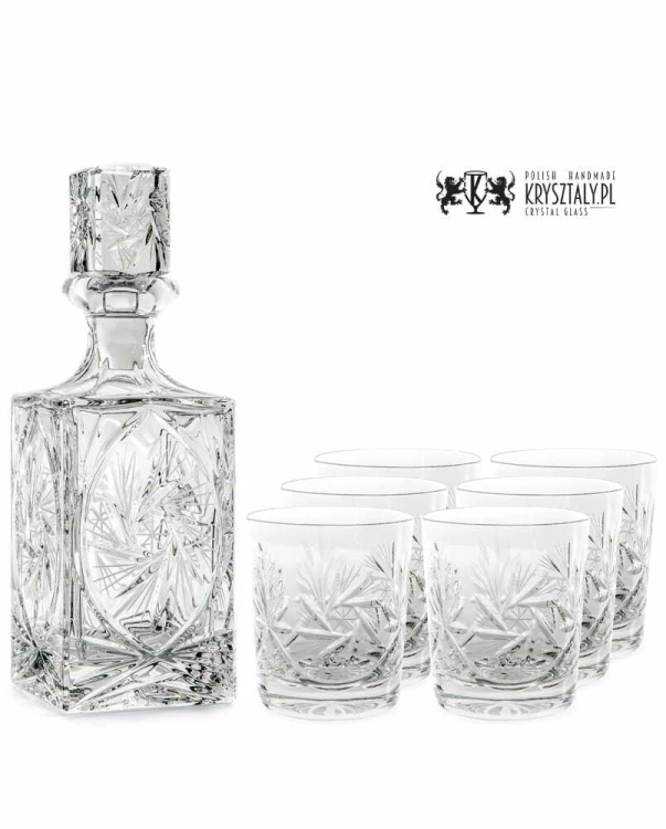 Zestaw do whisky: kryształowa karafka + kryształowe szklanki do whisky 6szt w opakowaniu prezentowym Młynek MZ11 podziękowanie dla Świadków