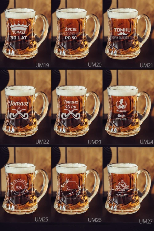 Kryształowy kufel do piwa z grawerem 500ml Młynek MK88E