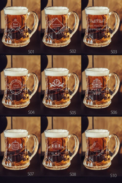 Kryształowy kufel do piwa z grawerem 500ml Młynek MK88E