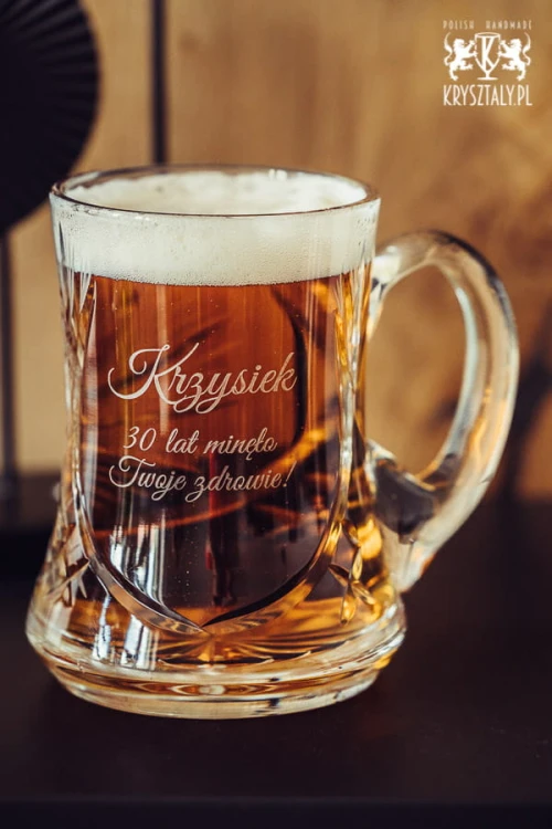 Kryształowy kufel do piwa z grawerem 500ml Młynek MK88E