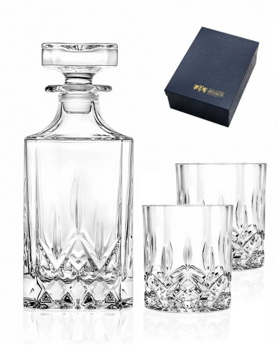 Zestaw do whisky: kryształowa karafka + kryształowe szklanki do whisky 2szt. w opakowaniu prezentowym Crystalline Opera