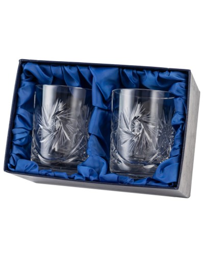 Kryształowe szklanki do whisky 260ml Młynek MK80 2szt + opakowanie ozdobne z eko skóry