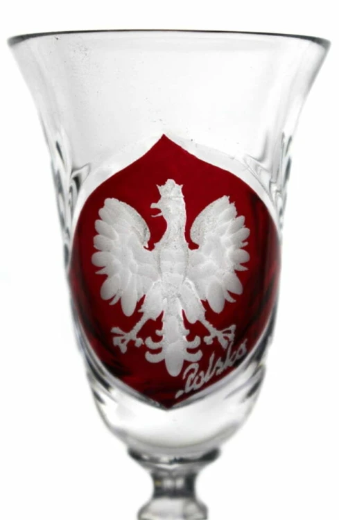 Kieliszki kryształowe do wódki, nalewek 40ml motyw Polska MK10 2szt