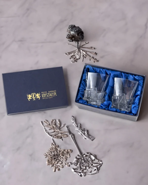 Kryształowe szklanki do whisky 310ml Crack 2szt w pudełku prezentowym