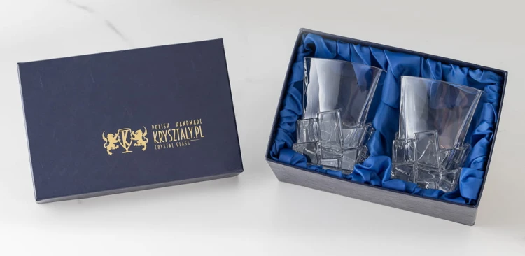 Kryształowe szklanki do whisky 310ml Crack 2szt w pudełku prezentowym