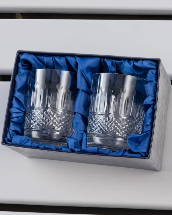 Kryształowe szklanki do whisky 260ml French FK80 2szt w pudełku prezentowym z eko-skóry