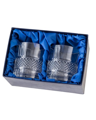 Kryształowe szklanki do whisky 340ml Brillante 2szt w pudełku prezentowym z eko-skóry