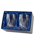 Kryształowe szklanki do whisky Quadro 340ml 2szt w pudełku prezentowym z eko-skóry