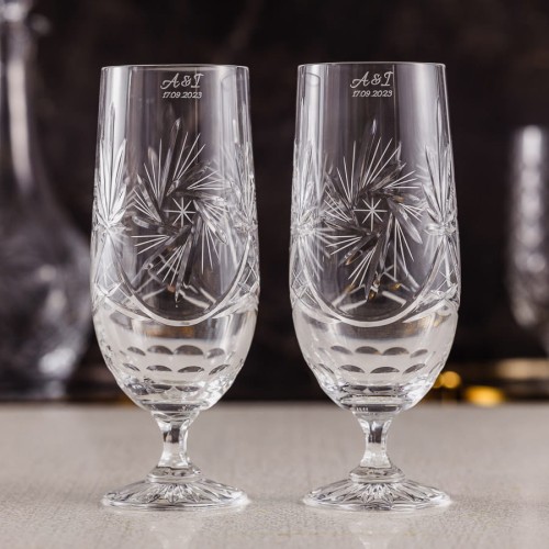 Kryształowe kieliszki do piwa 500ml Młynek MK86 z grawerem na rancie 2szt