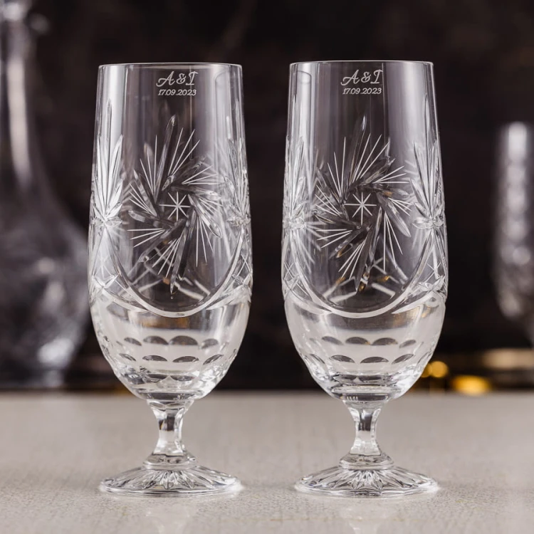 Kryształowe kieliszki do piwa 500ml Młynek MK86 z grawerem na rancie 2szt