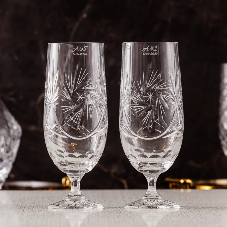 Kryształowe kieliszki do piwa 500ml Młynek MK86 z grawerem na rancie 2szt