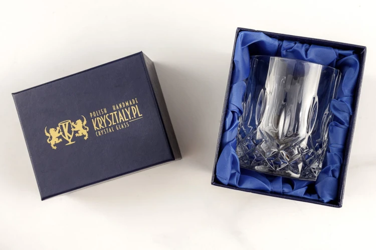 Kryształowa szklanka do whisky OPERA 300ml 1szt w pudełku prezentowym z eko-skóry