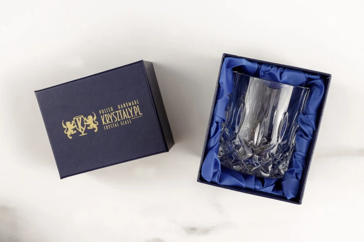 Kryształowa szklanka do whisky OPERA 300ml 1szt w pudełku prezentowym z eko-skóry