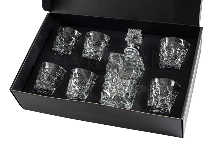 Zestaw do whisky GLACIER kryształowa karafka + kryształowe szklanki do whisky 6szt w opakowaniu prezentowym Premium