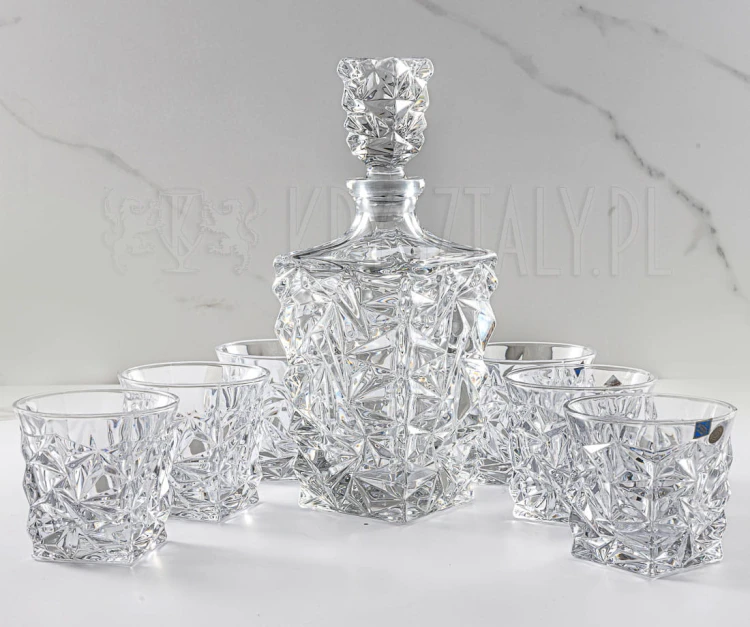 Zestaw do whisky GLACIER kryształowa karafka + kryształowe szklanki do whisky 6szt w opakowaniu prezentowym Premium