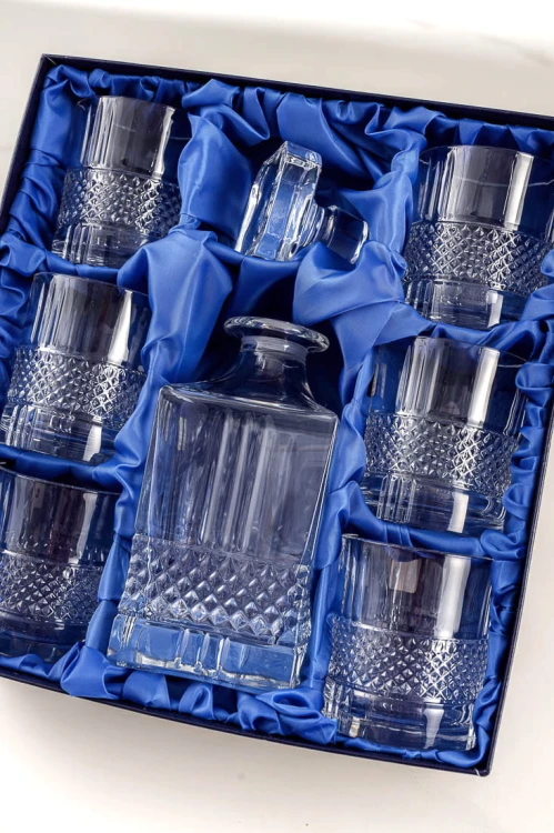 Zestaw do whisky: kryształowa karafka + kryształowe szklanki do whisky 6szt Crystalline Brillante w opakowaniu prezentowym