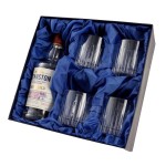 Zestaw do whisky na prezent - kryształowe szklanki do whisky 4szt Crystalline Timeless w opakowaniu z ecoskóry z miejscem na butelkę