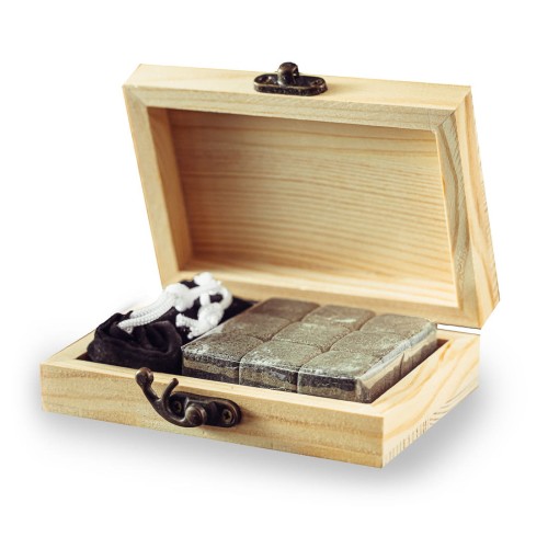 Whisky stones kamienie lodowe kostki do whisky 12szt. w opakowaniu drewnianym
