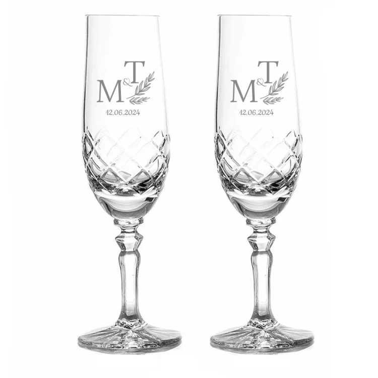 Kryształowe kieliszki do szampana z grawerem 170ml Melody LK70 2szt