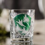 Prezent dla myśliwego - kryształowa szklanka do whisky z motywem myśliwskim zielona MK80 1szt