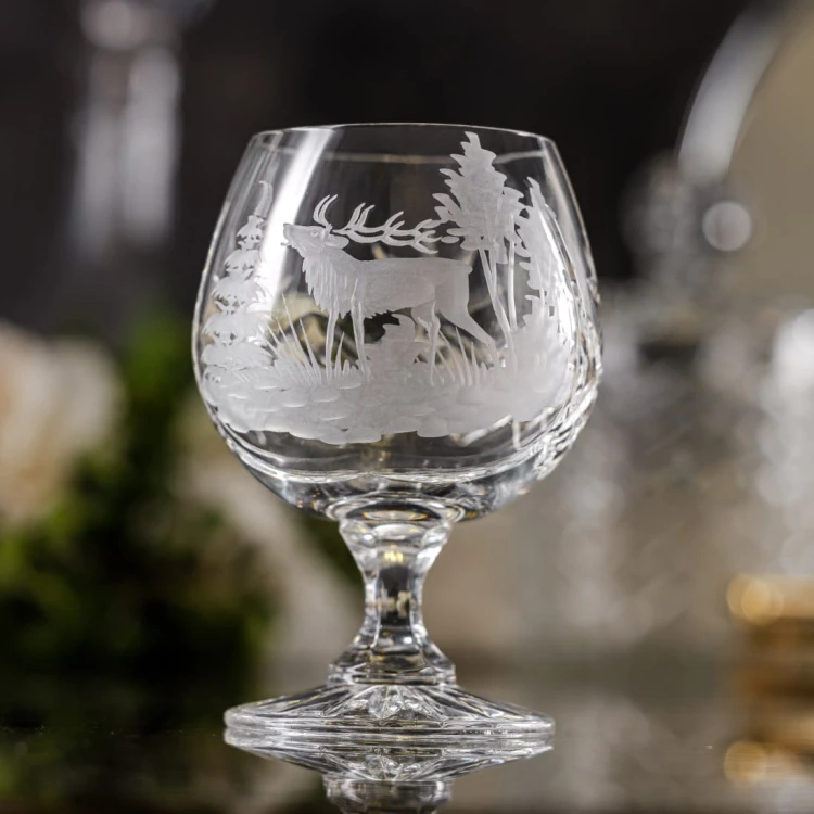 Prezent dla myśliwego - kryształowe kieliszki do koniaku 250ml 6szt